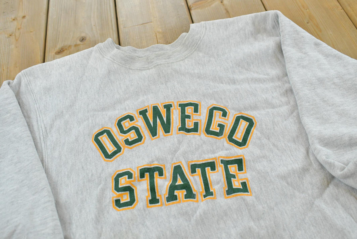 Vintage 1990s Champion Oswego State University Collegiate Reverse Weave Crewneck Sweatshirt Men's M