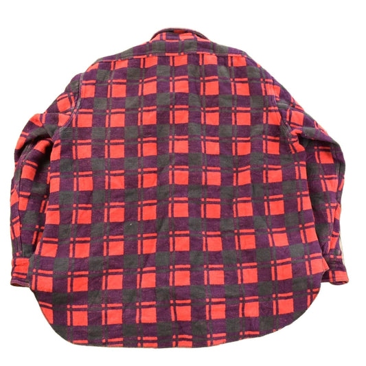 Vintage 1960s Champion Button Up Plaid Flannel Trucker Shirt Men's Large