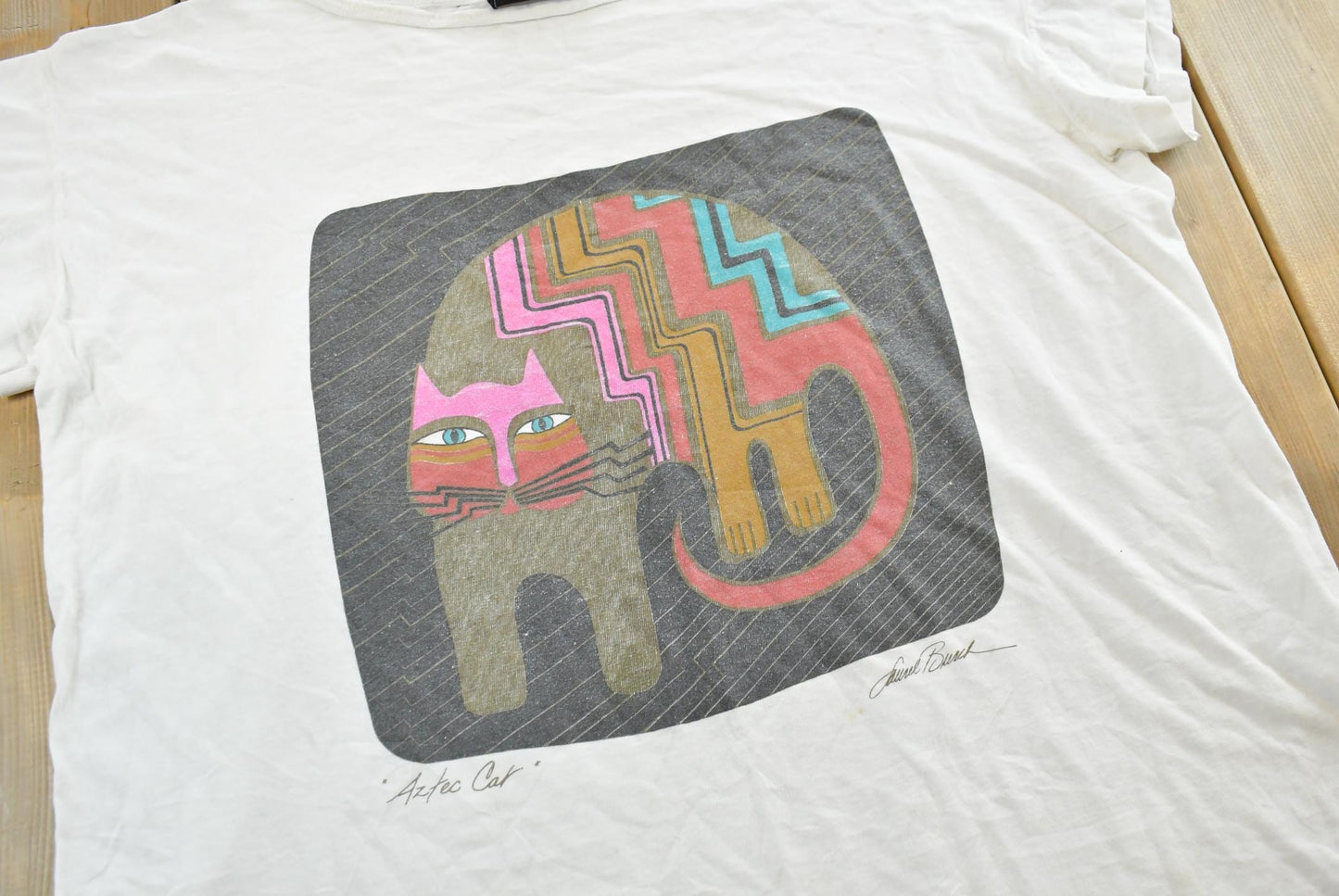 Vintage 1990s Aztec Cat Laurel Burch Art T Shirt Mens XL