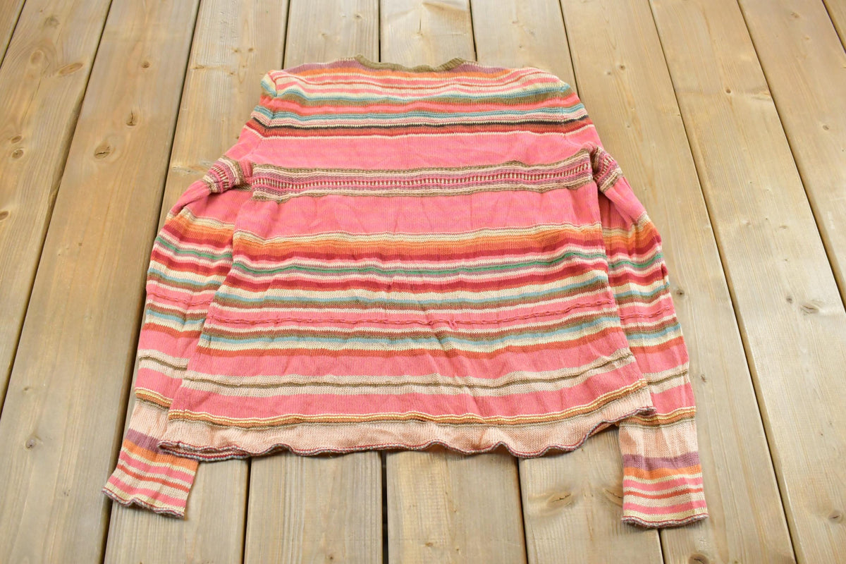 Vintage 2000s Lauren Ralph Lauren Striped Knit V-Neck Sweater Women's M / Pullover Sweatshirt / Pattern Sweater