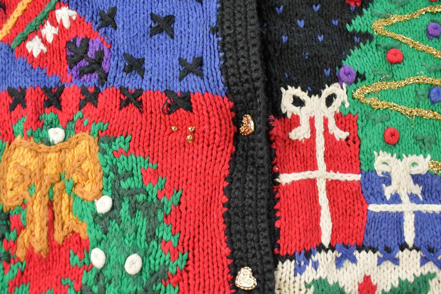 Vintage 1990s Northern Isles Christmas Hand Knit Cardigan Sweater Women's L