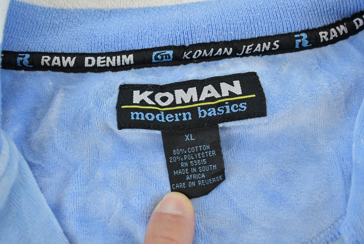 Vintage 1990s Koman Full Zip Up Velour Jacket Sweatshirt Men's XL