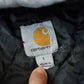 Vintage 1990s Faded Carhartt Full Zip Quilted Lined Hoodie Jacket Sweatshirt Men's XL / 90s Workwear / Heavyweight / Rain Defender