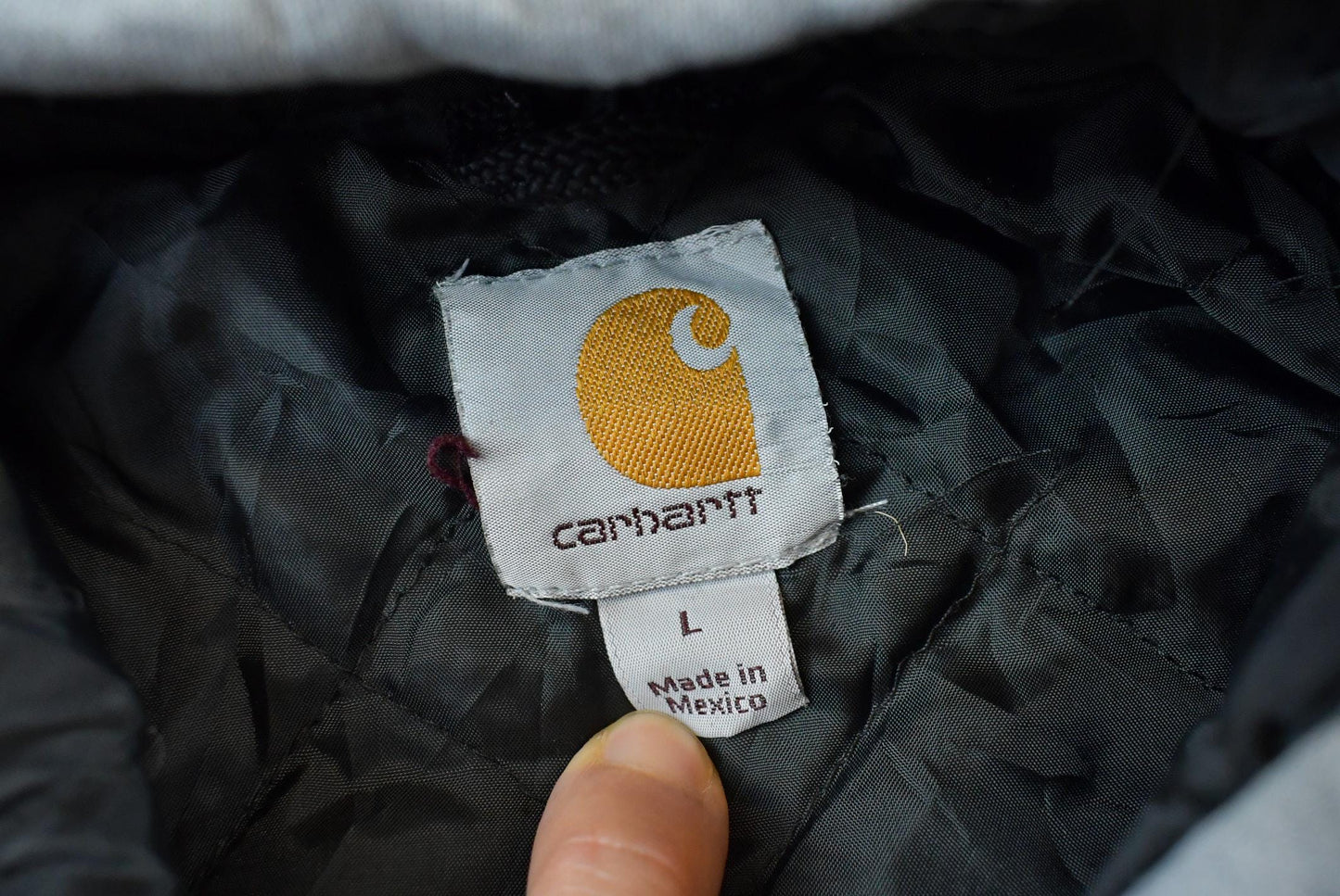 Vintage 1990s Faded Carhartt Full Zip Quilted Lined Hoodie Jacket Sweatshirt Men's XL / 90s Workwear / Heavyweight / Rain Defender