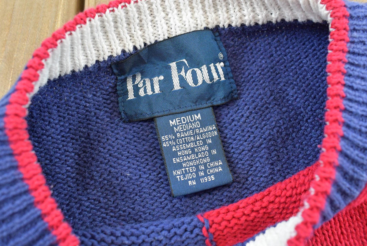 Vintage 1990s Par Four Golf Cotton Knit Crewneck Sweater Men's M