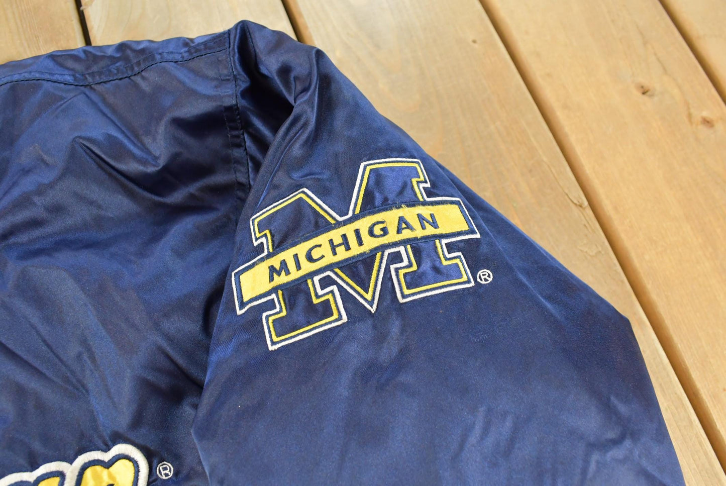 Vintage 2000s University of Michigan Wolverines Nylon Satin Bomber Jacket Men's XL
