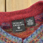 Vintage 1980s Nordic Design Striped Wool Knit Button Up Cardigan Sweater Women's 2XL