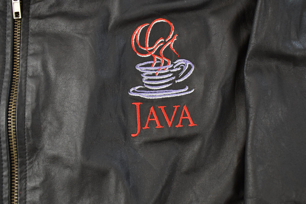 Vintage 1990s Java Sun Microsystems Tech Leather Jacket Men's 2XL