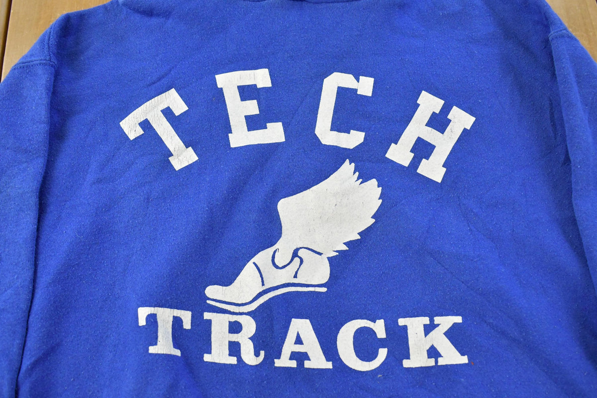 Vintage 1990s Tech Track & Field Russell Athletic Hoodie Sweatshirt Men's Large