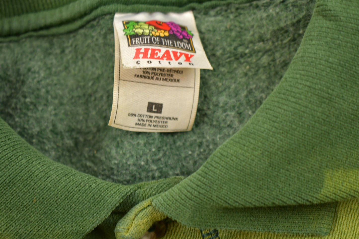 Vintage 1990s Sturgis Black Hills Rally Green Acid Wash Quarter Button Sweatshirt Men's Large