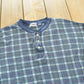Vintage 1990s Plaid Henley Long Sleeve Thermal Shirt Men's L