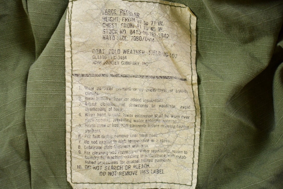 1960s Vintage Military OG-107 Cold Weather Field Coat Men's Large from propervintagecanada