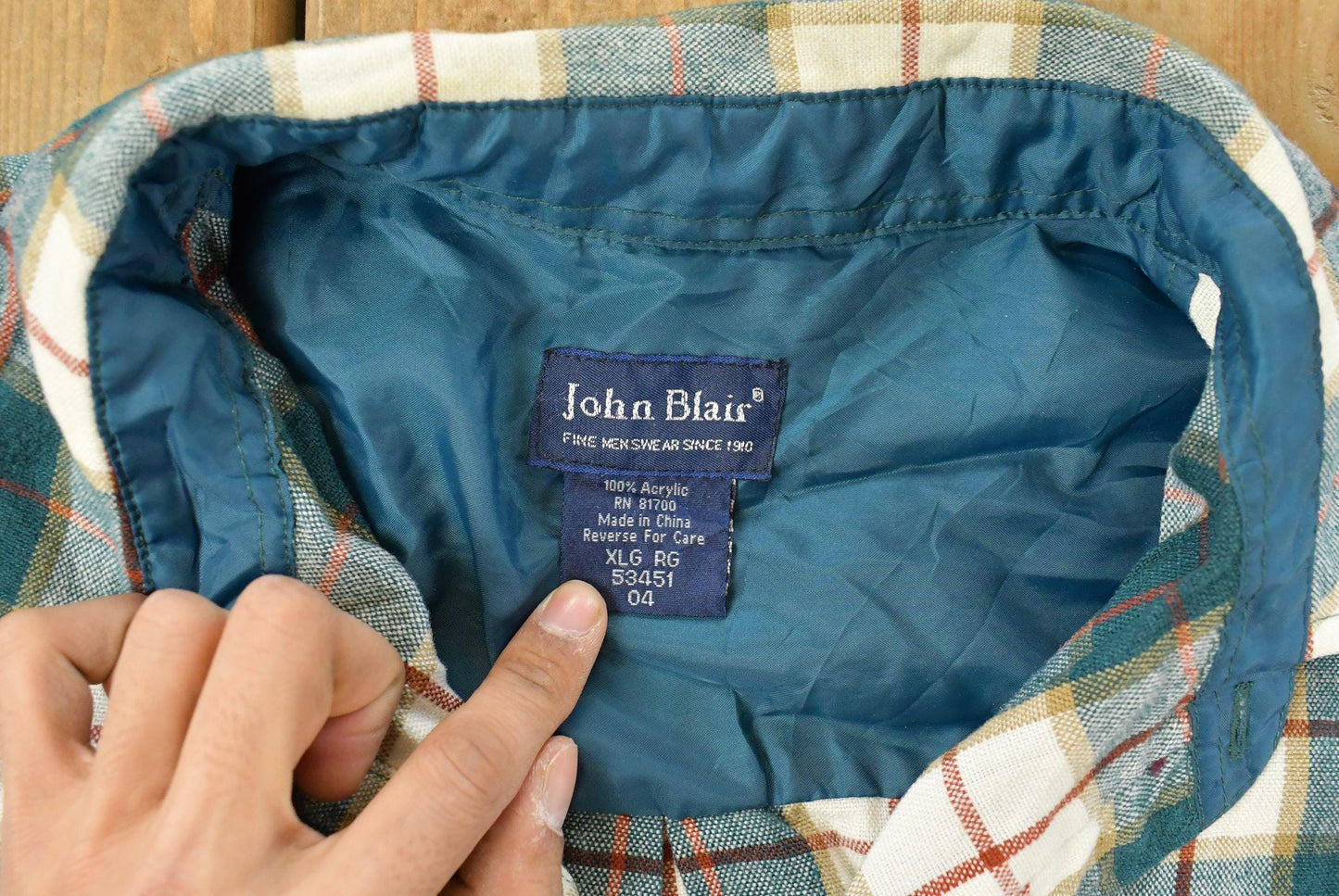 Vintage 1990s John Blair Plaid Flannel Button Up Shirt Men's XL