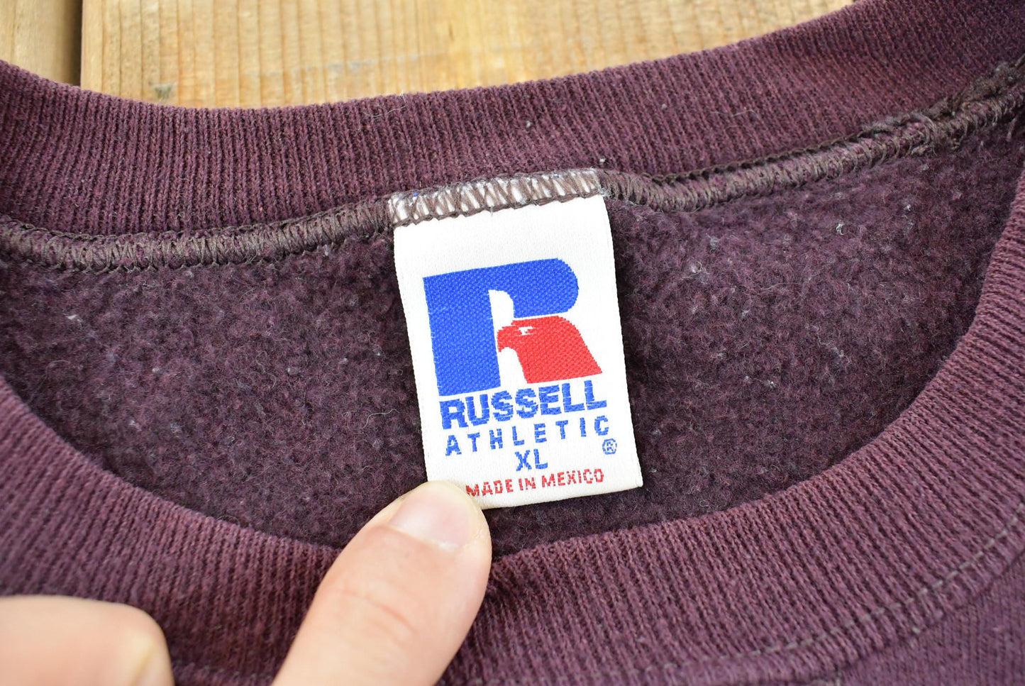 Vintage 1990s Russell Athletics Blank Purple Crewneck Sweatshirt Men's XL