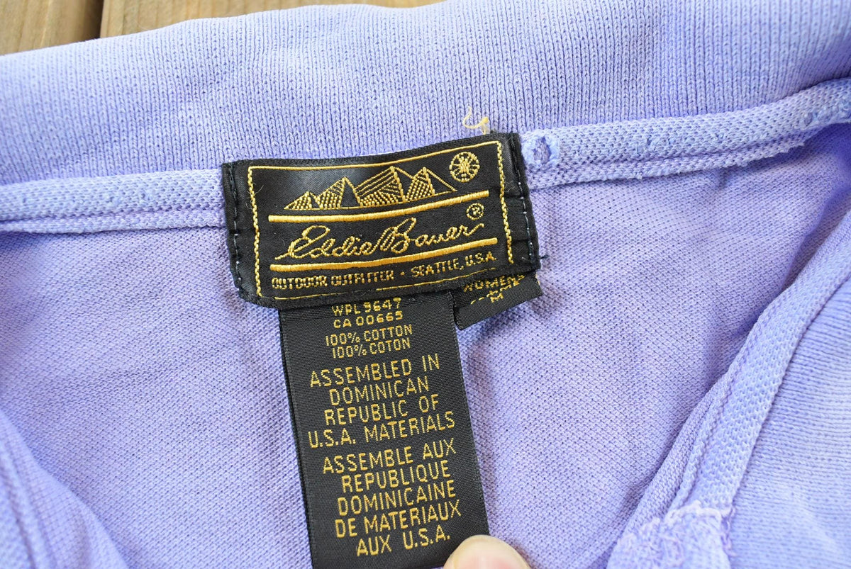Vintage 1990s Eddie Bauer Light Purple Lilac Full Button Up Polo Shirt Women's L