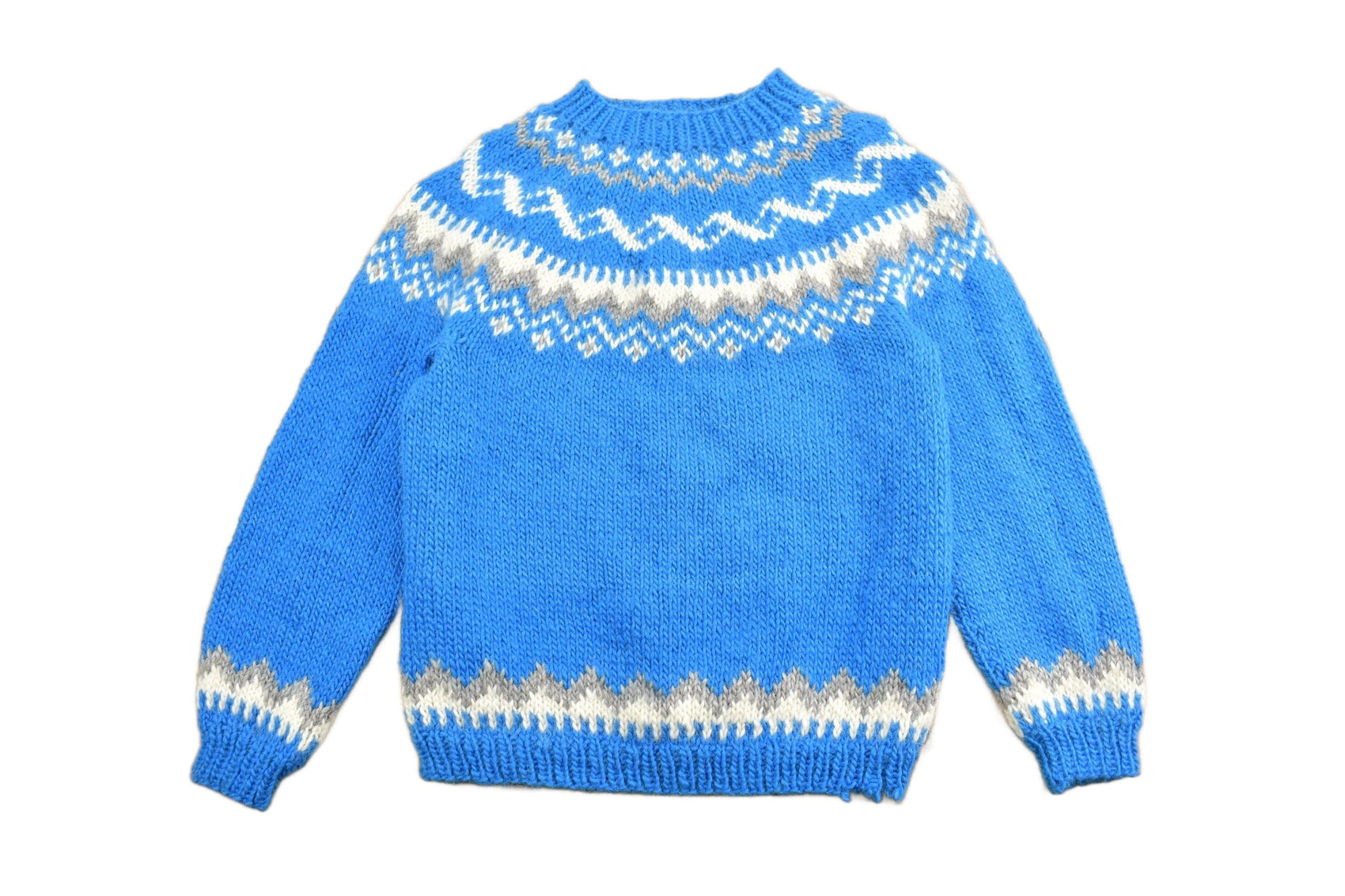 Vintage 1980s Hand Made 100% Wool Nordic Knit Sweater Apres Ski Men's Medium