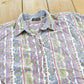 Vintage 1990s Kyoto Kasuals Striped Abstract Pattern Button Up Blouse Shirt Women's M