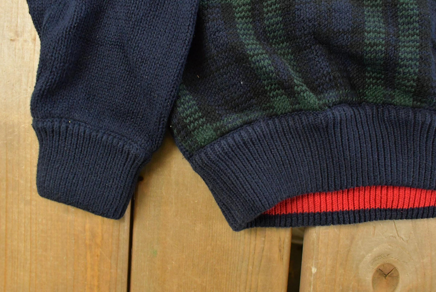 Vintage 1990s Tommy Hilfiger Plaid Knit Sweater Men's XL