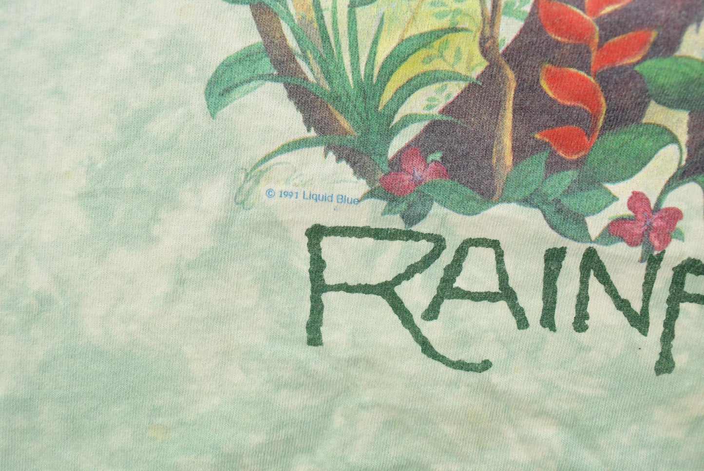 Vintage 1990s Preserve Paradise Rainforest Liquid Blue Graphic T-Shirt Men's XL