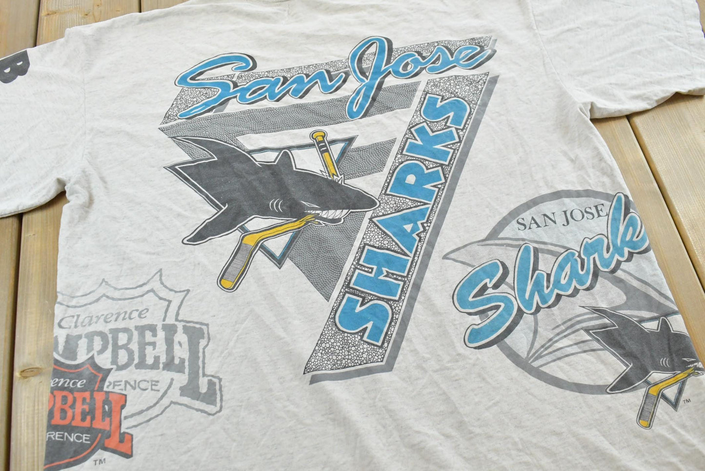 Vintage 1991 Bulletin Athletic San Jose Sharks NHL Graphic T-Shirt Men's XL