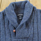 Vintage 1980s Lands' End Shawl Collar Heavyweight Wool Cable Knit Sweater Men's XL
