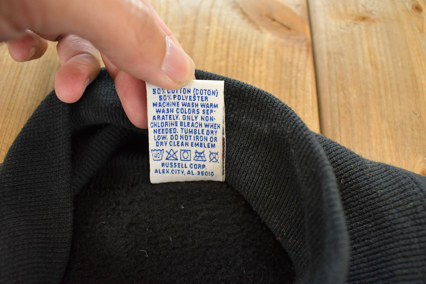 Vintage 1990s Russell Athletic Blank Black Turtleneck Sweatshirt Men's L