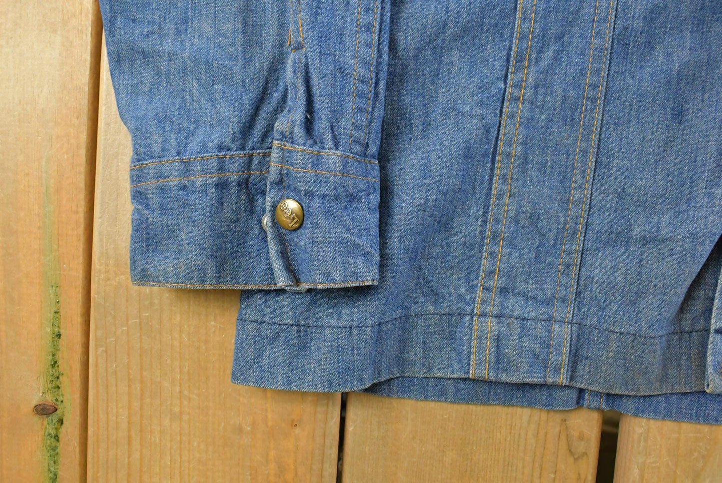 Vintage 1970s Lee Western Style Pearl Snap Button Up Denim Shirt Men's Large