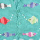 Vintage 1990s Rey Wear Fish Embroidered Knit Cardigan Sweater Youth XS