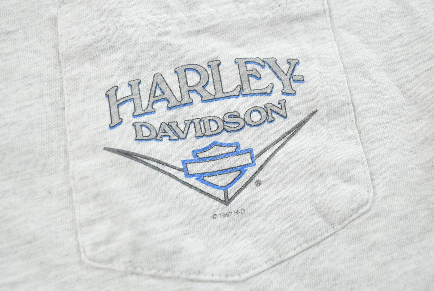 Vintage 1997 Harley Davidson White Plains New York Logo Pocket T-Shirt Men's L