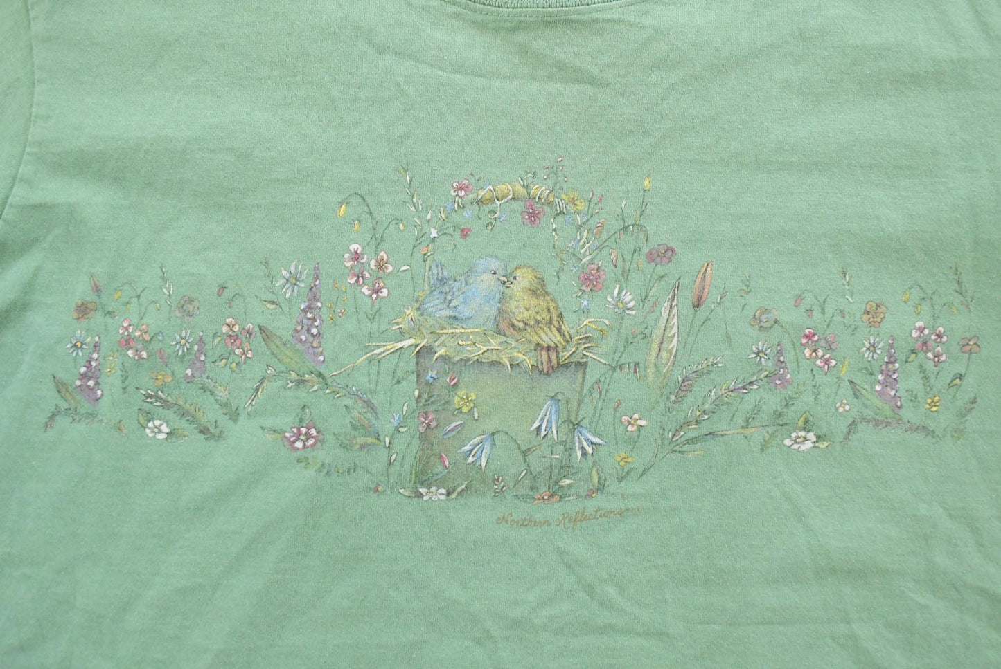Vintage 1990s Northern Reflections Floral Birds T-Shirt Women's XL