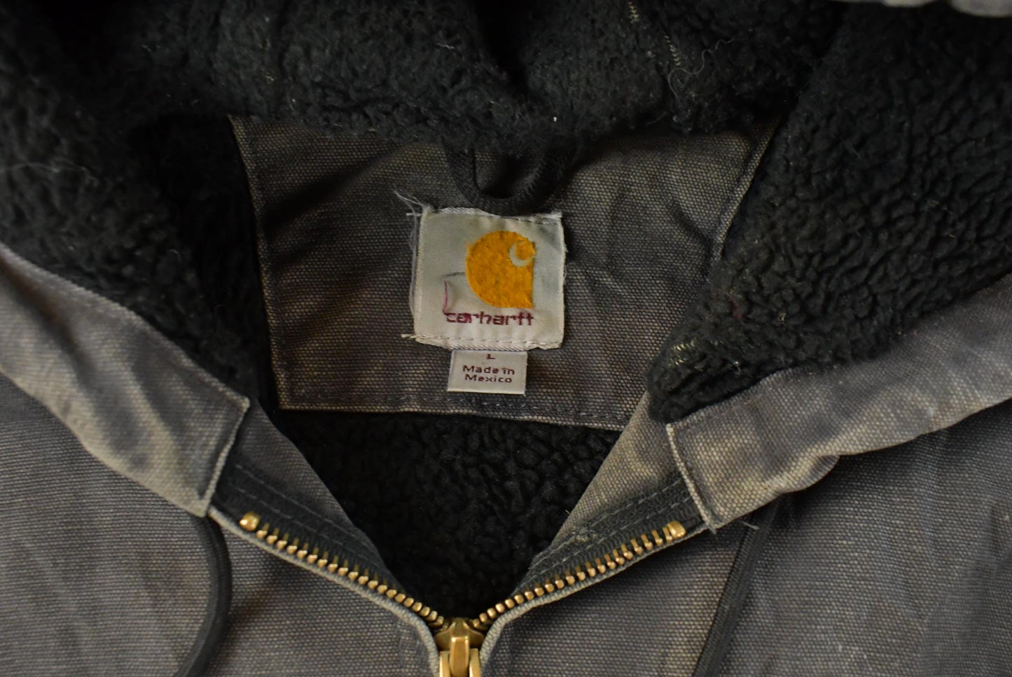 Vintage 1990s Thrashed Carhartt Distressed Canvas Hooded Jacket Men's L Tall