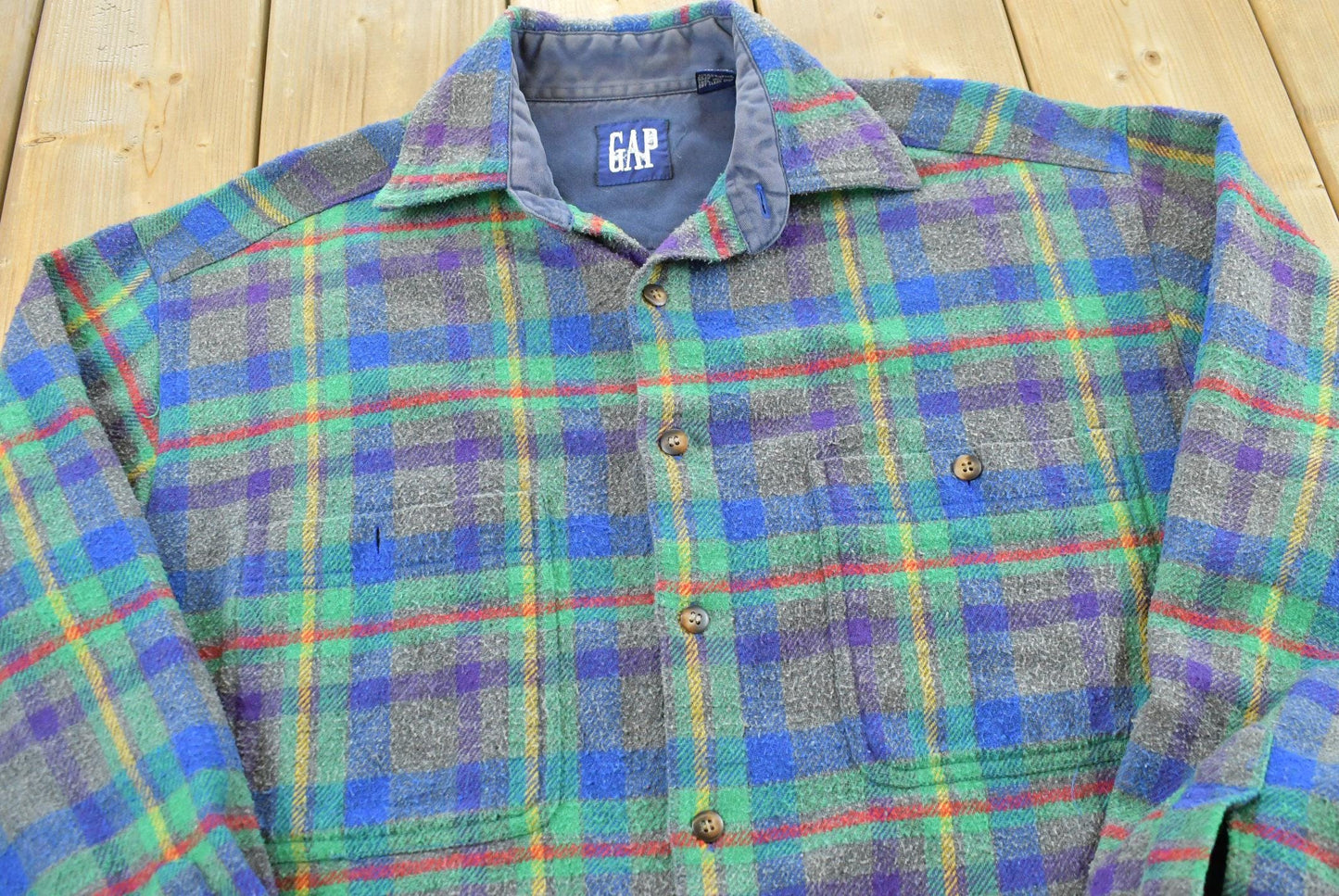 Vintage 1990s GAP Plaid Flannel Button Up Shirt Men's M