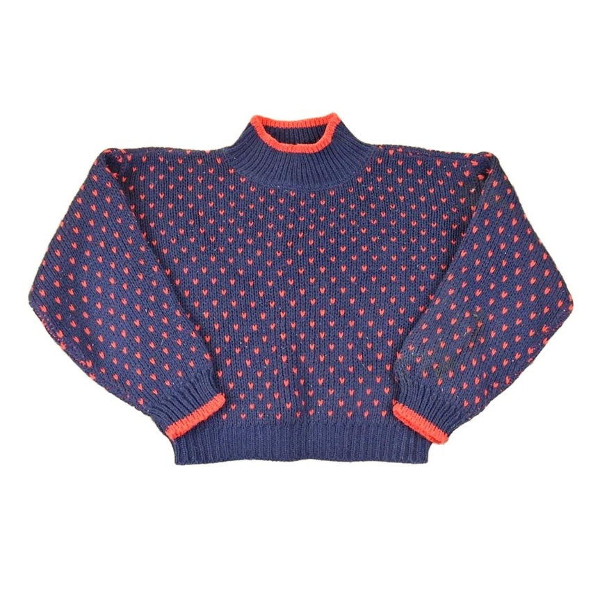 Vintage 1990s Club Sportif Mini Heart Knit Crewneck Sweater Women's Cropped L