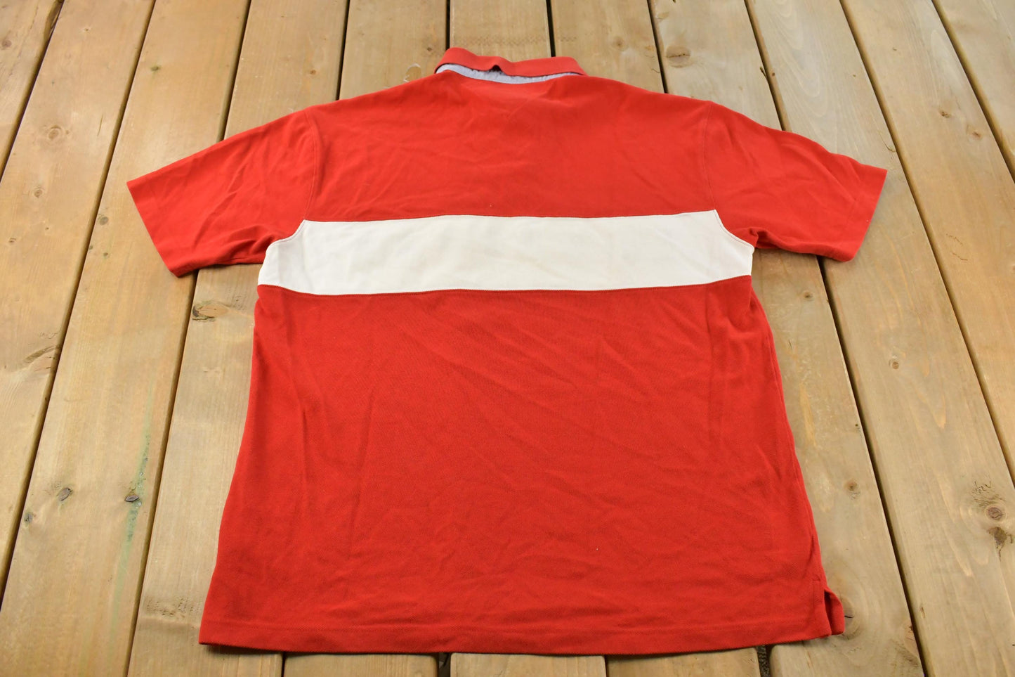 Vintage 1990s Tommy Hilfiger Striped Polo Shirt Men's Large / Preppy Style / Americana / Spellout Logo