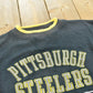 Vintage 1990s Faded Logo Athletic Pittsburgh Steelers Embroidered Sweatshirt Men's XL