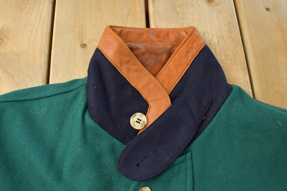 Vintage 1990s Wisconsin Champion Leather Wool Varsity Jacket Men's Small