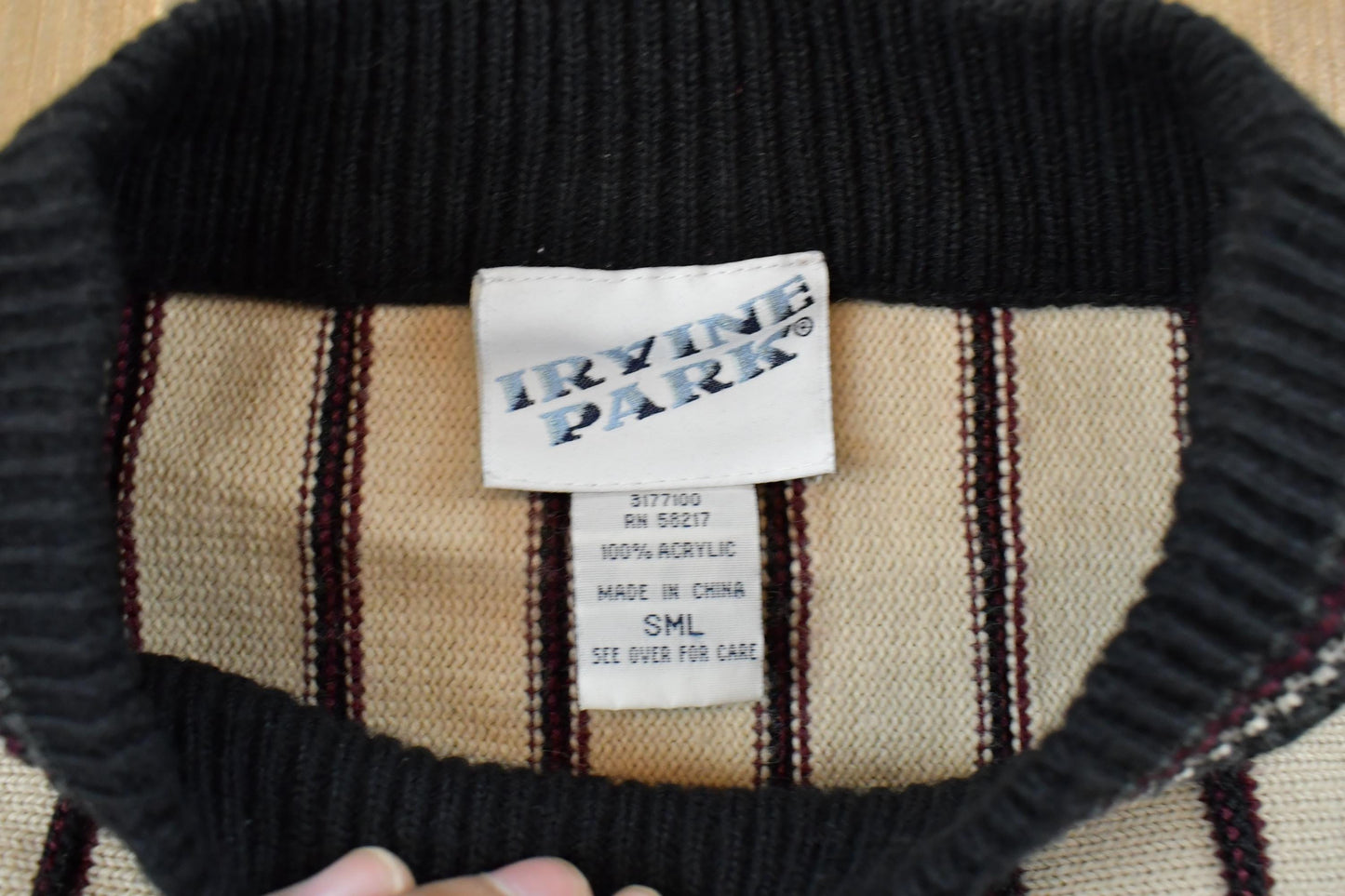 Vintage 1990s Irvine Park Abstract Striped Knit Crewneck Sweater Men's Small