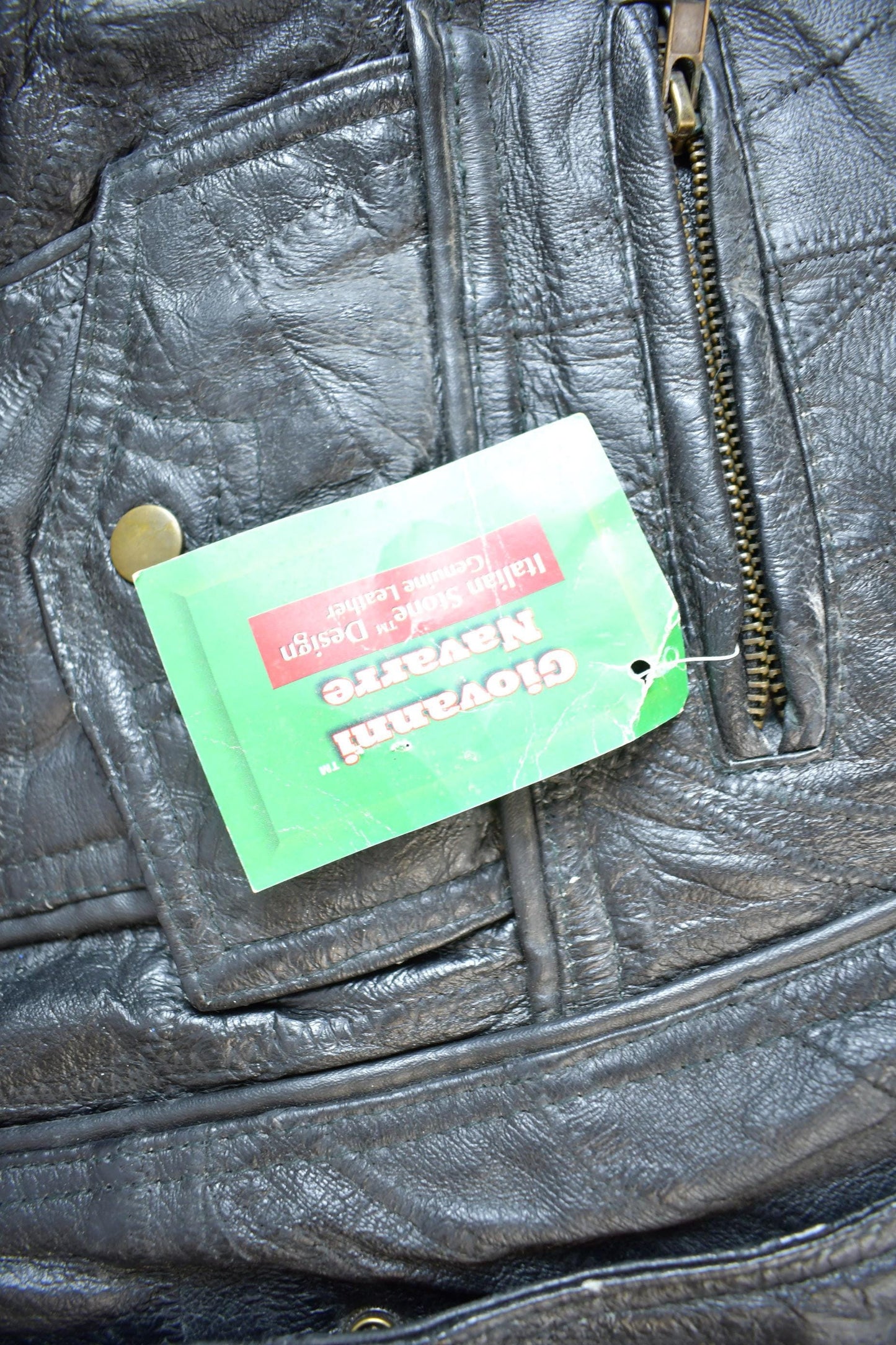 Vintage 2000 Giovanni Navarre Leather Biker Jacket With Lining Men's XL NWT