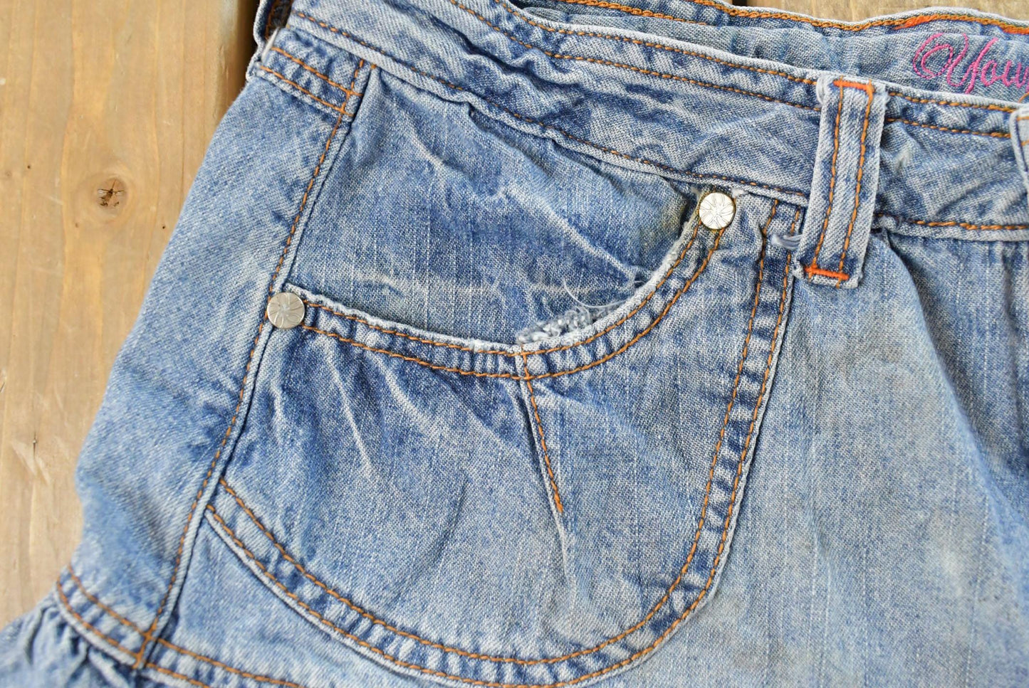 Vintage Y2K Yonique Denim Ruffled Mini Skirt Women's 27