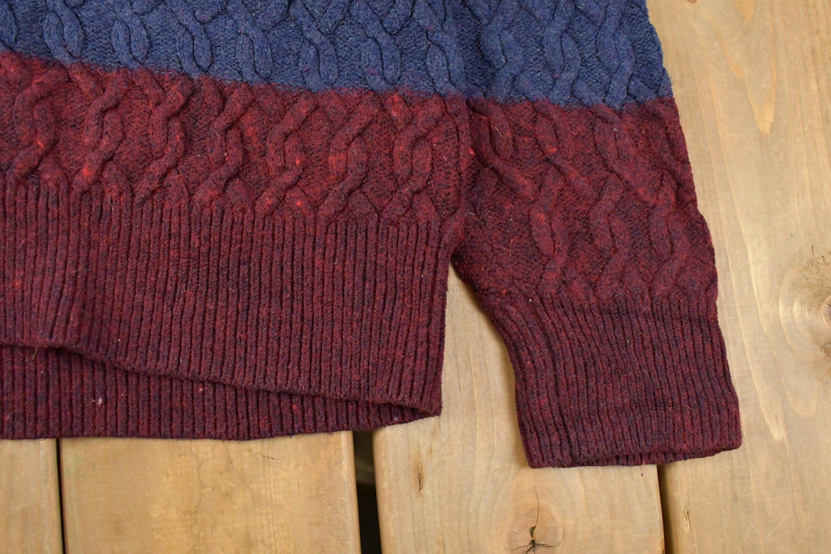 Vintage 2000s Tommy Hilfiger Shawl Collar Wool Cable Knit Sweater Men's 2XL