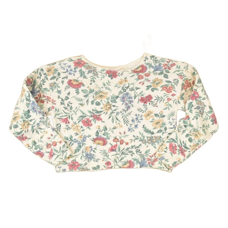 Vintage 1990s Glory Us Floral Knit Crewneck Sweater Women's Cropped M