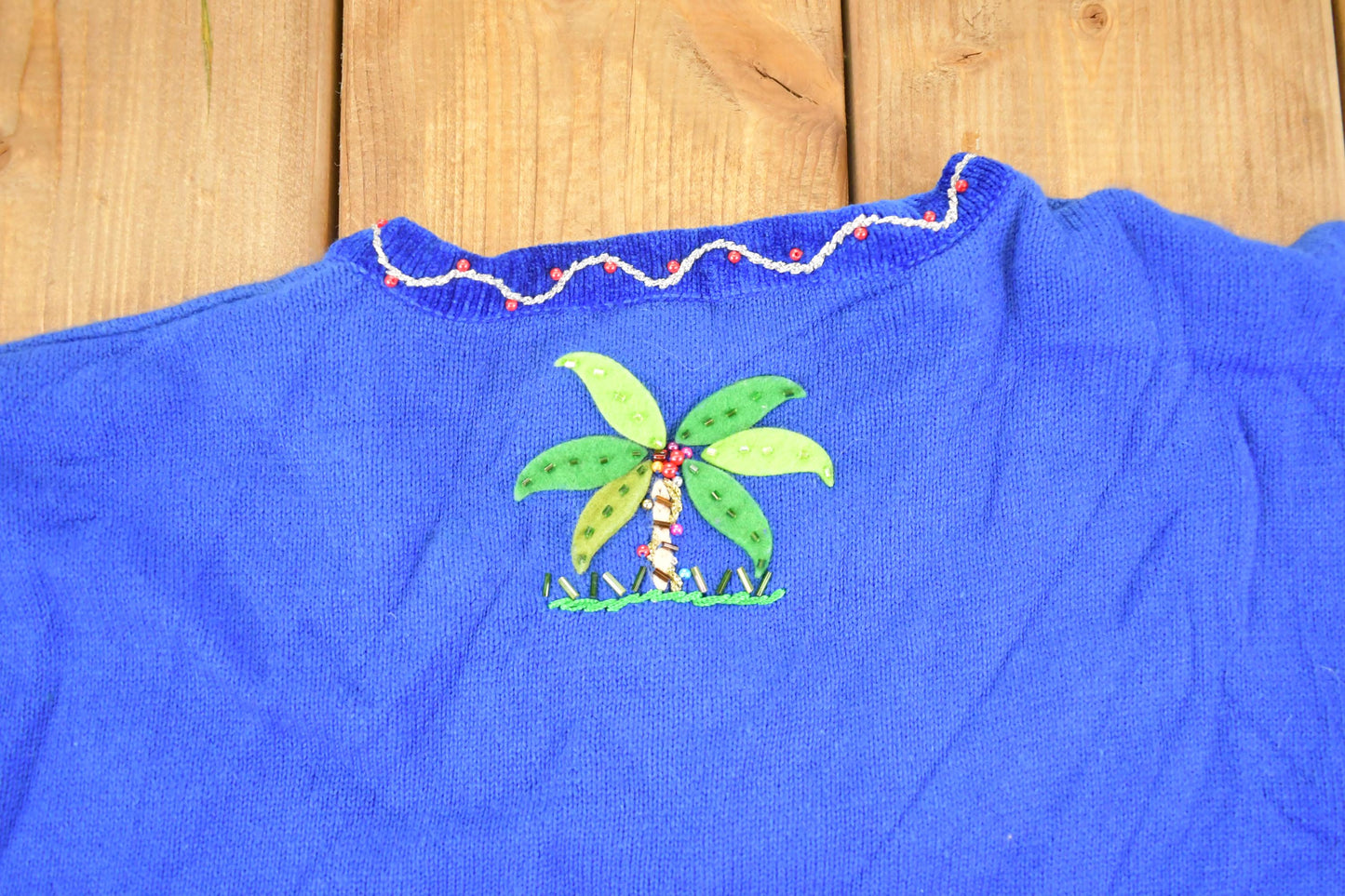 Vintage 90s Christmas Flamingo Knit Sweater, Funky Women's XL Pullover
