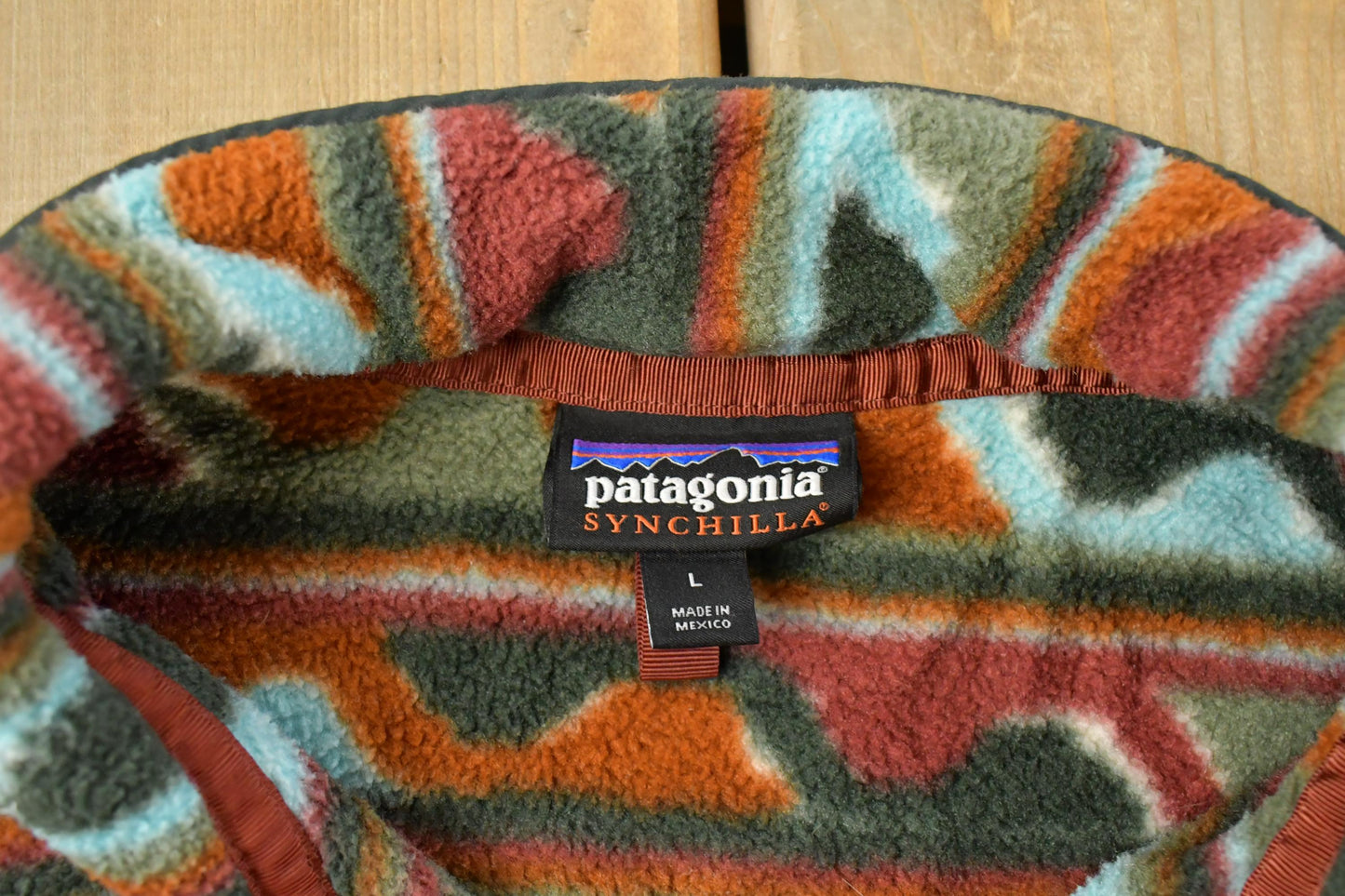 Vintage 2000s Patagonia Synchilla Delta Cinder Red Southwestern Aztec Fleece Snap T Fleece Sweater Men's Large