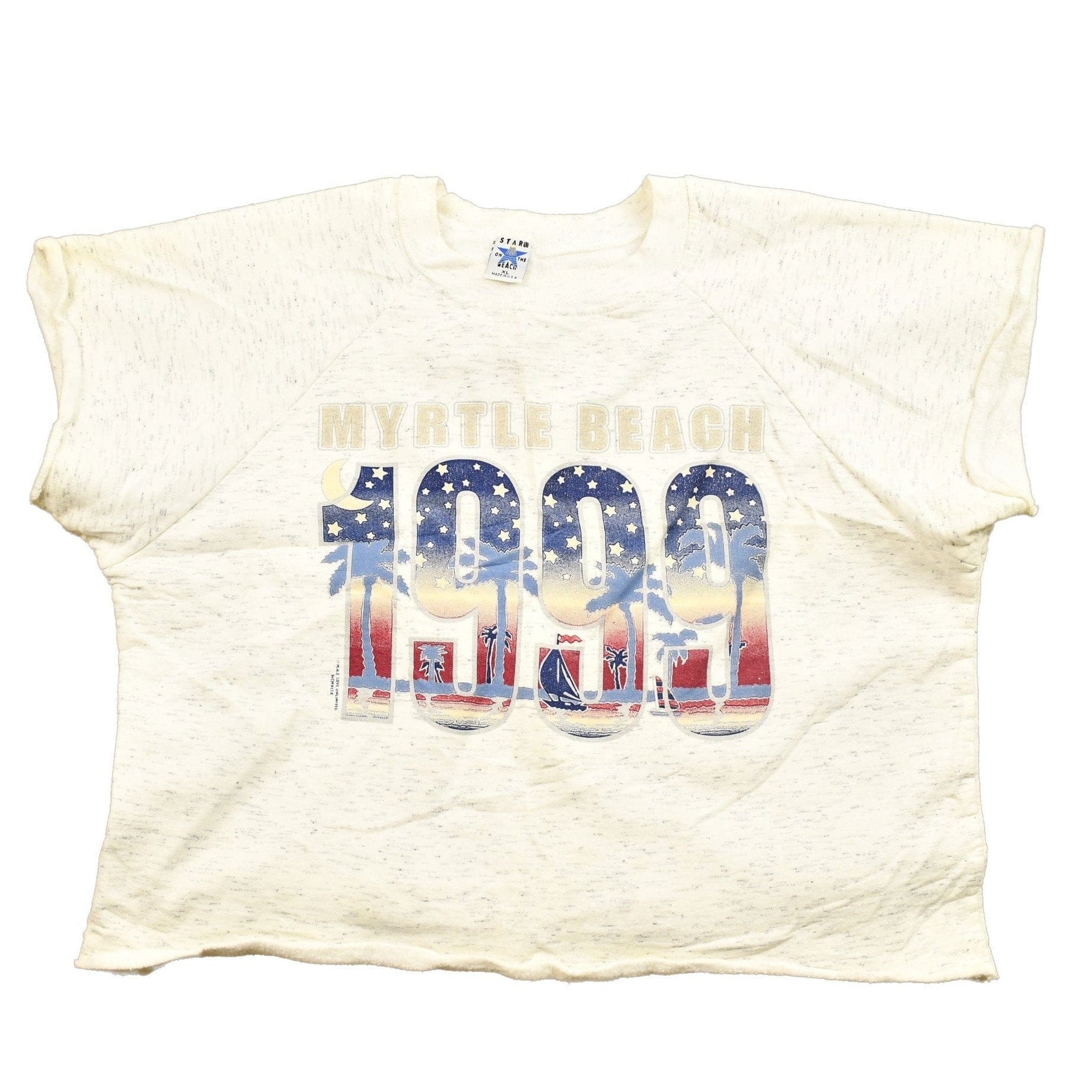 Vintage 1999 Myrtle Beach Cropped Crewneck Sweatshirt Men's Small