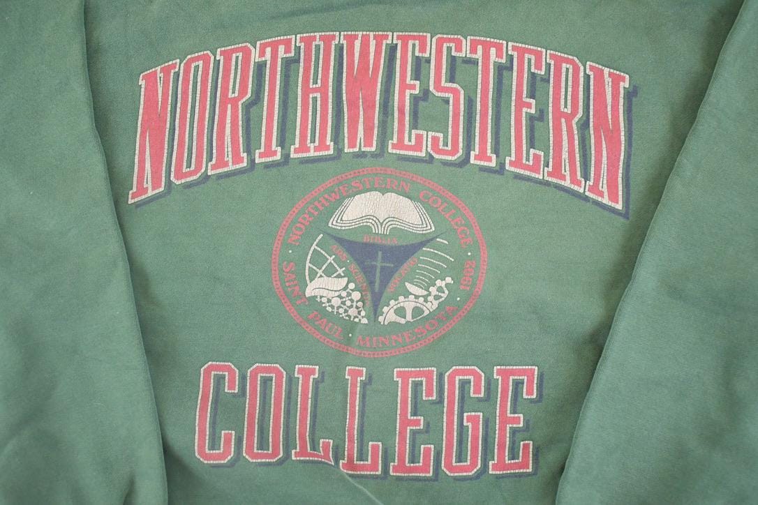 Vintage 1990s Northwestern College Crewneck Sweatshirt Men's XL