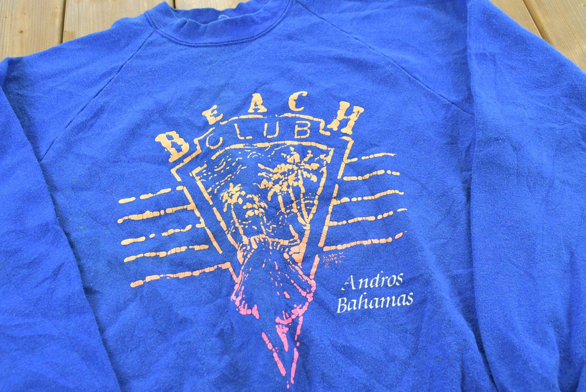 Vintage 1980s Andros Bahamas Beach Club Raglan Souvenir Crewneck Sweatshirt Men's S
