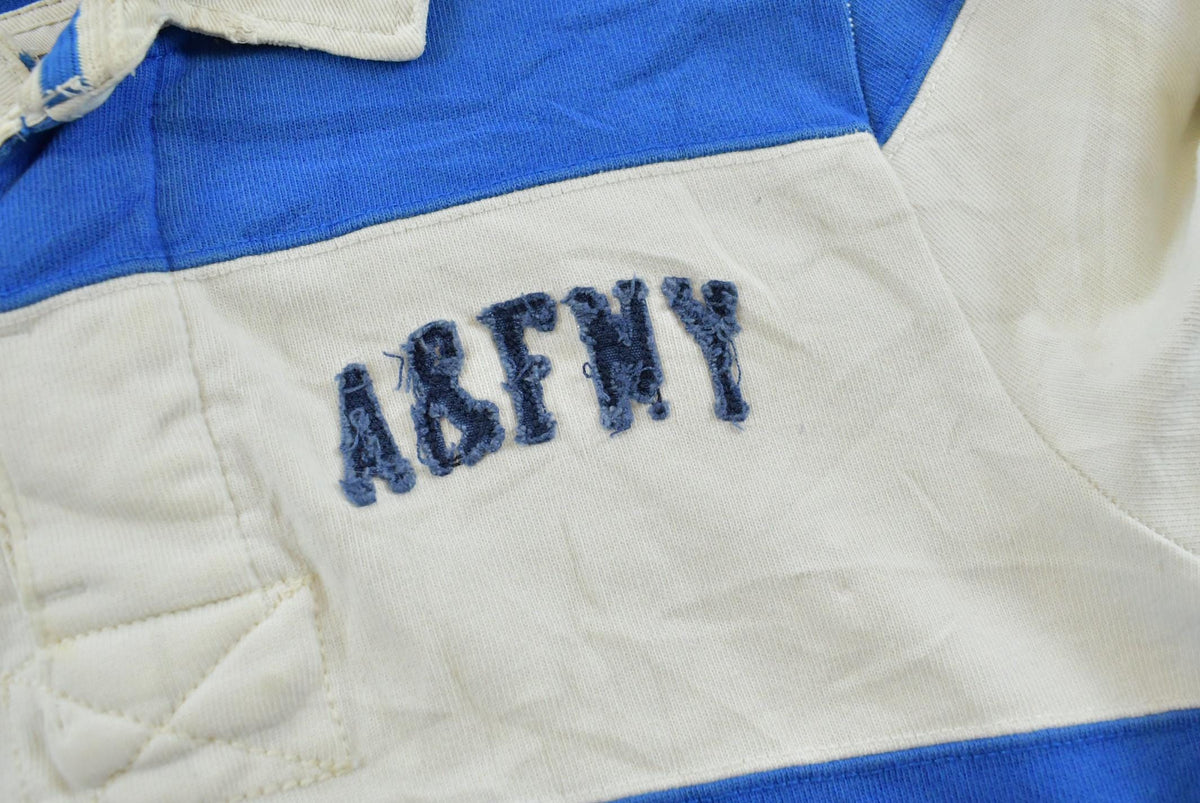 Vintage 1990s Abercrombie & Fitch New York Striped Rugby Long Sleeve Polo Shirt Men's M