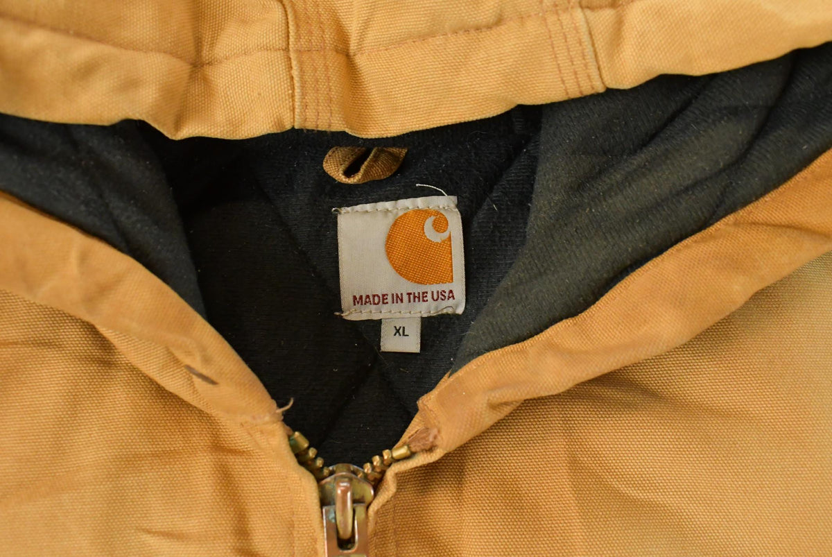 Vintage 1990s Carhartt Distressed Canvas Hooded Jacket Men's XL