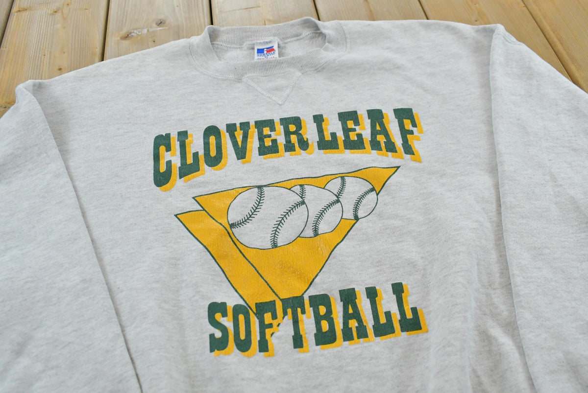 Vintage 1990s Russell Athletic Clover Leaf Softball Crewneck Sweatshirt Men's Large