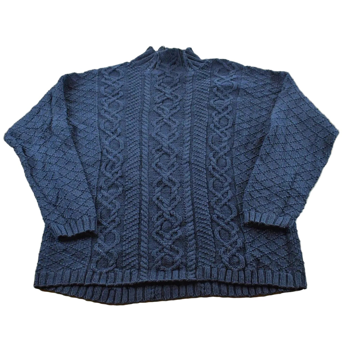 Vintage 2000s Laura Ashley Cotton 3D Cable Knit Sweater Women's L